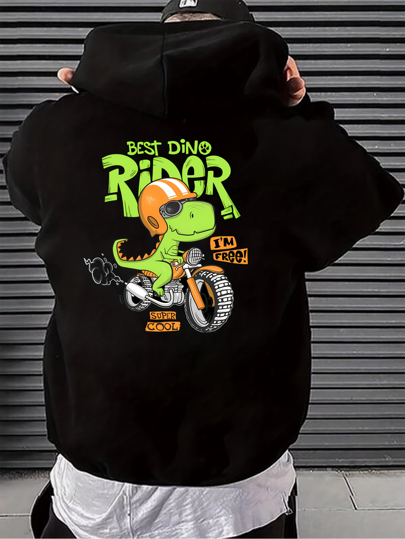 Cartoon Dinosaur Ride Motorcycle Print Hoodie Cool Hoodies For Men Mens  Casual Graphic Design Pullover Hooded Sweatshirt With Kangaroo Pocket  Streetwear For Winter Fall As Gifts, Today's Best Daily Deals