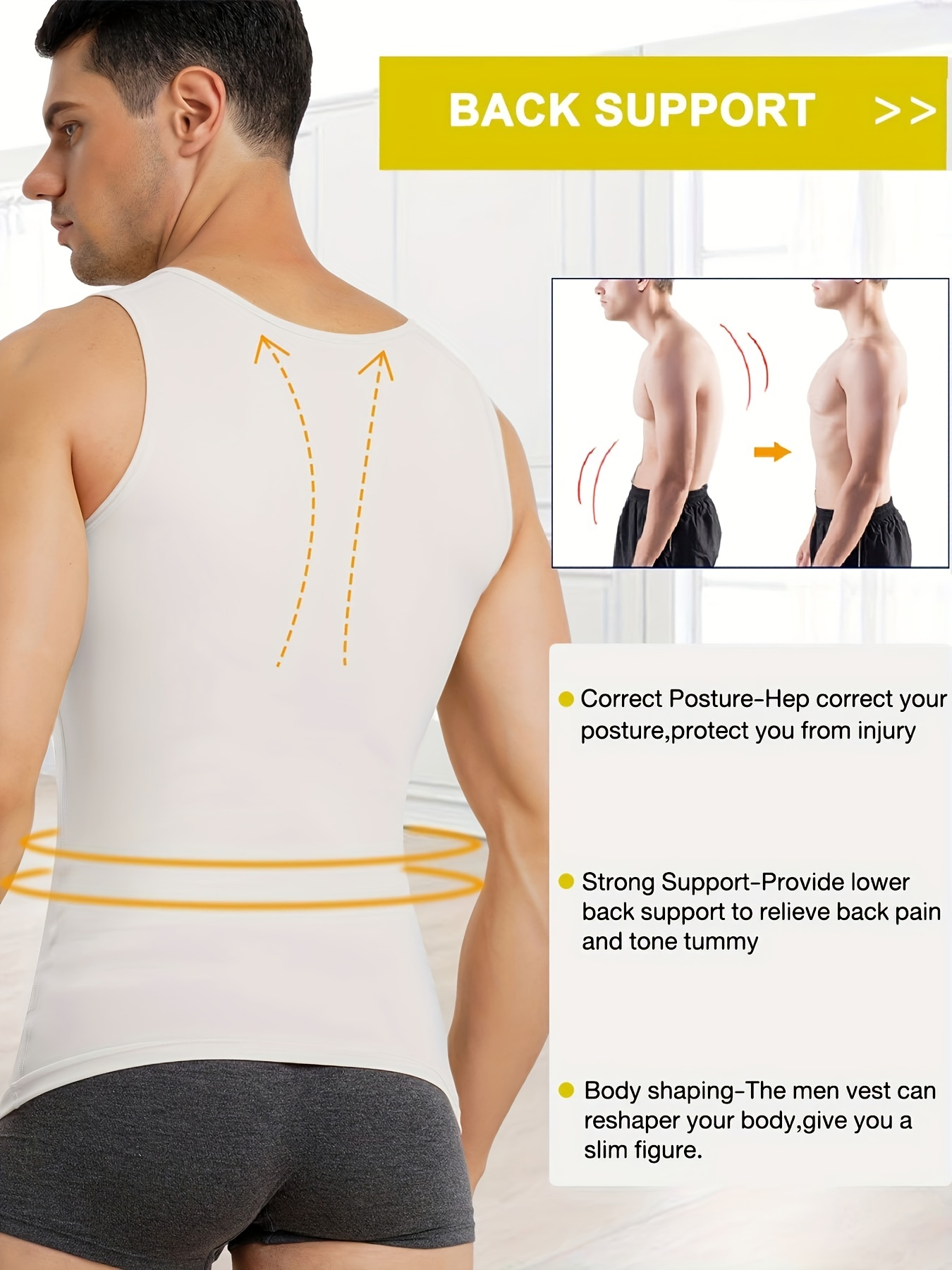 Men's Compression Shirt Slim Body Shaping Sports Tank Top - Temu Canada