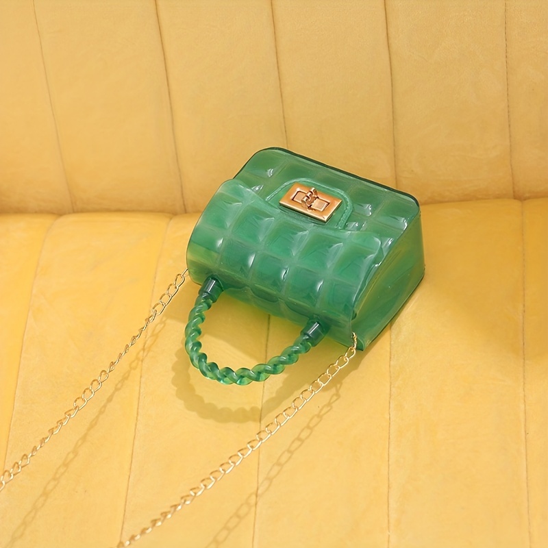 Gingham Embossed Shoulder Bag Metal Chain Crossbody Bag