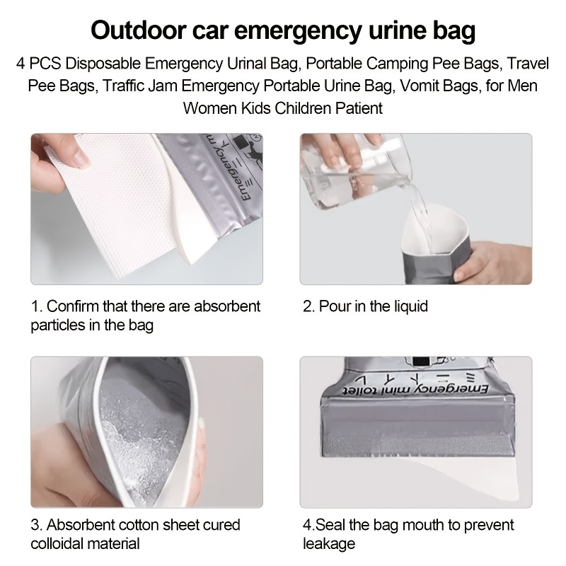 Urine Bag Portable Urine Bags Camping Urinal Bag 700ML 5 Pcs Vomit Bag  Portable Travel Must Haves For Men Women Kids Patient