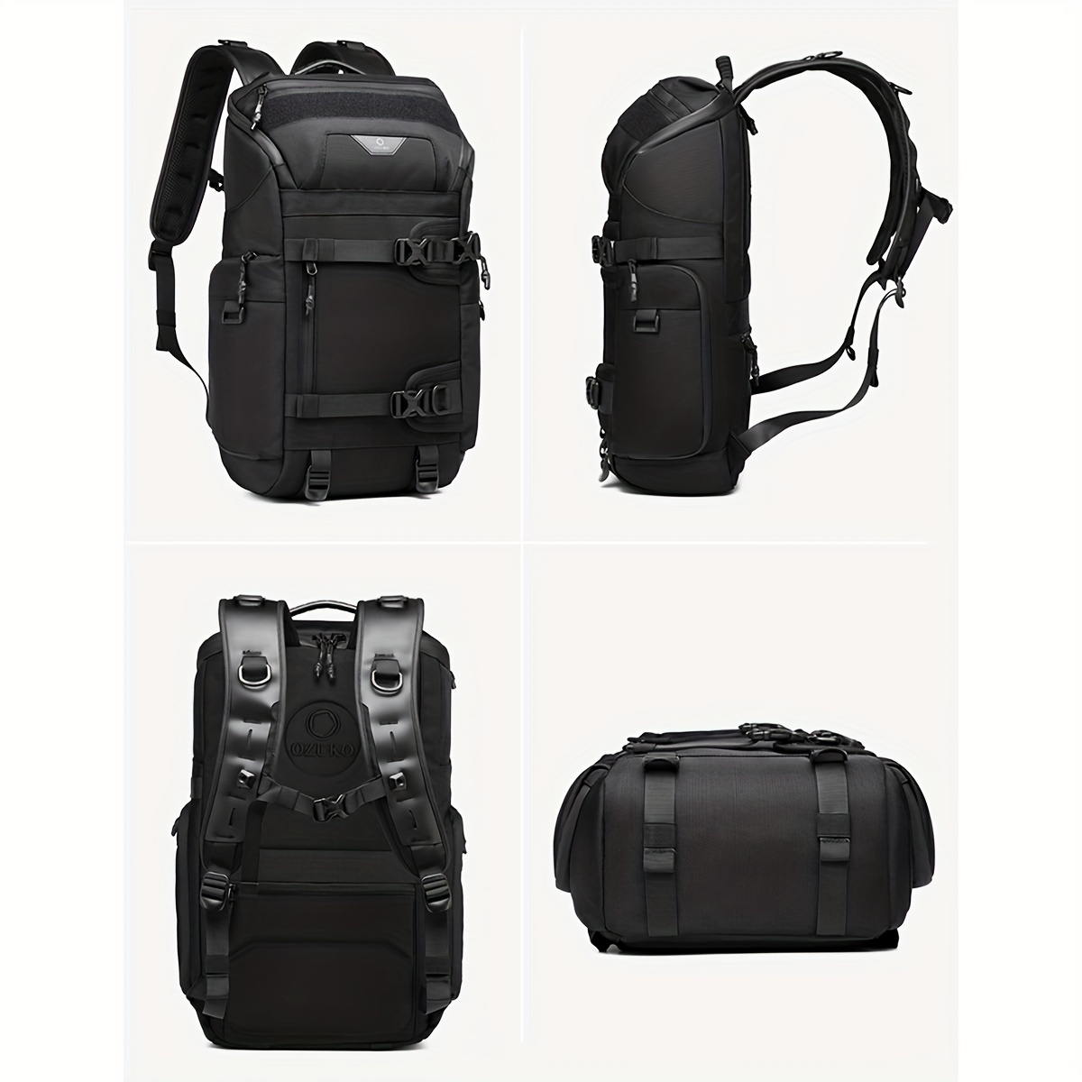 Compre Ozuko 9573 Gran Capacidad Hombres Multifuncionales Mochila  Impermeable al Aire Libre Caminata de Montañismo Mochilero Mochila - Negro  en China