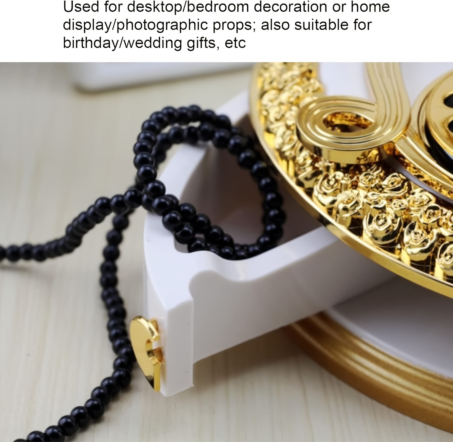 1pc telephone shaped music box heart shaped retro telephone music box creative box home ornament with drawer for birthday christmas new year gift white details 4