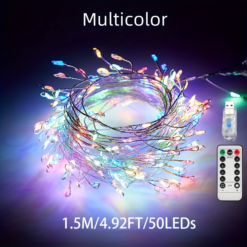 LED Firecracker Fairy Lights 8 Modes Remote Timer Waterproof