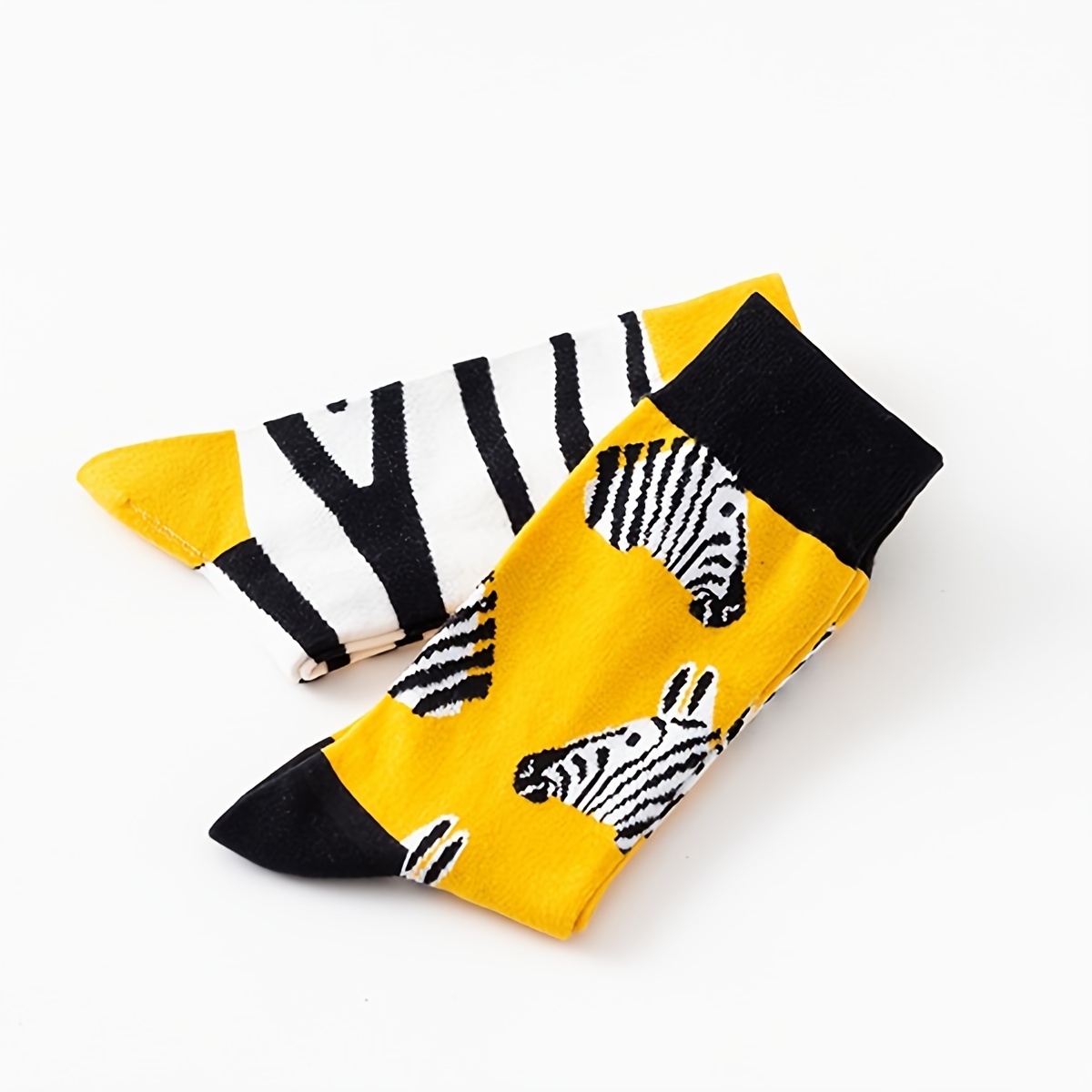 

1 Pair Colorblock Zebra Print Socks, Creative & Breathable Mid Tube Socks, Women's Stockings & Hosiery