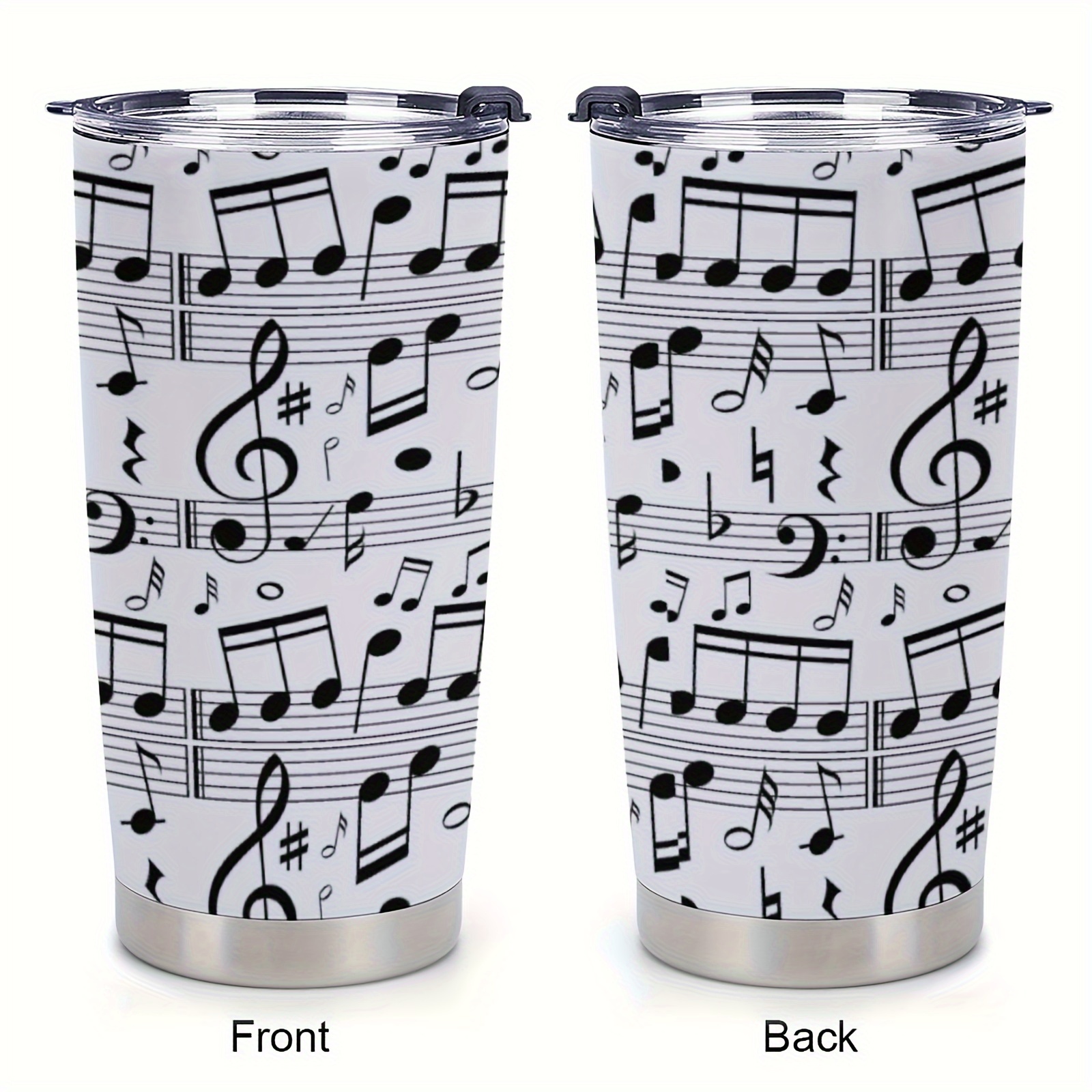 

1pc 20oz, Music Tumbler Cup With Lid, Double Wall Vacuum Water Bottle Insulated Travel Coffee Mug, Gift For Friends