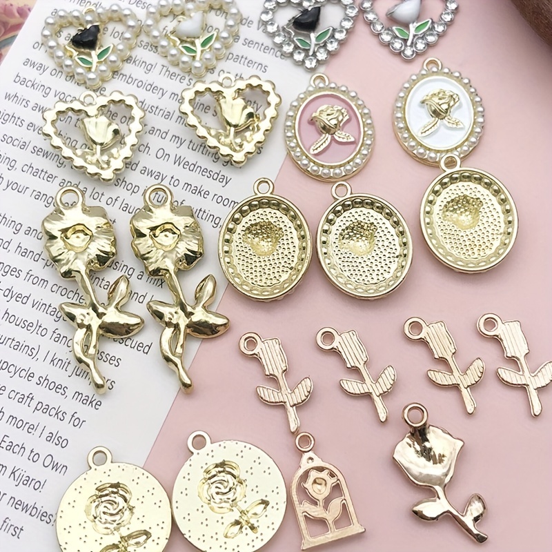 Enamel Flowers Charms Cute Rose Charms Pendants For Necklace - Temu