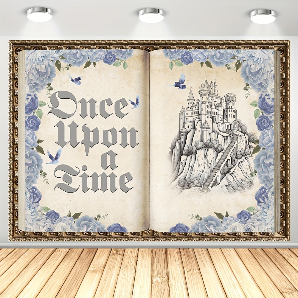 

1pc, Fairy Tale Book Wedding Photography Backdrop, Vinyl Ancient Castle Princess Romance Story Wedding Baby Shower Birthday Party Photo Booth Studio Props 82.6x59.0 Inches/94.4x70.8 Inches