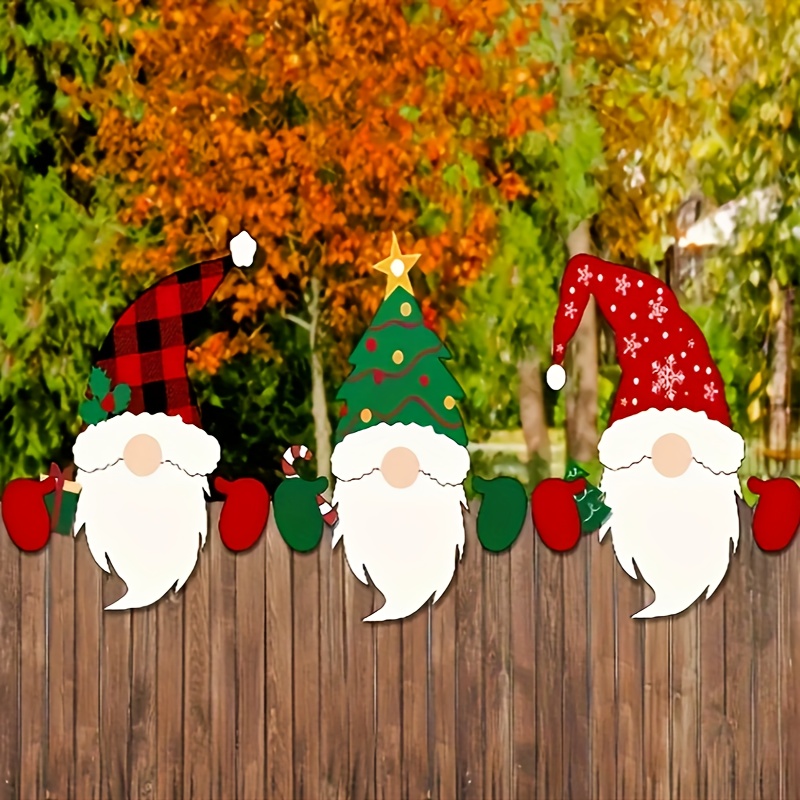 

3pcs, Christmas Fence Peeker Decoration Gnome Peeking Garden Yard Decorations With Hands Sign For Winter Christmas Outdoor Garden Yard Patio Holiday Door Decoration 13.78x7.87 Inches