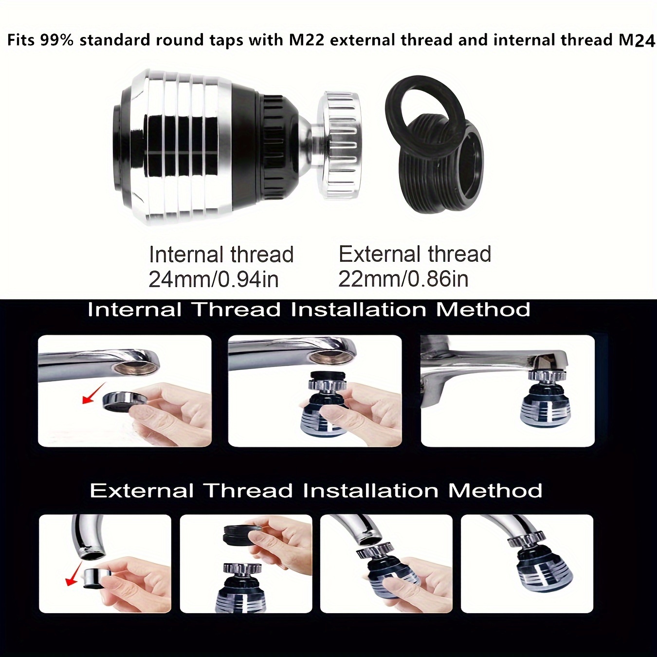 1pc Home Kitchen 360 Degree Rotating Water Saving Faucet, Aerator, Diffuser, Faucet Nozzle Filter, Adapter