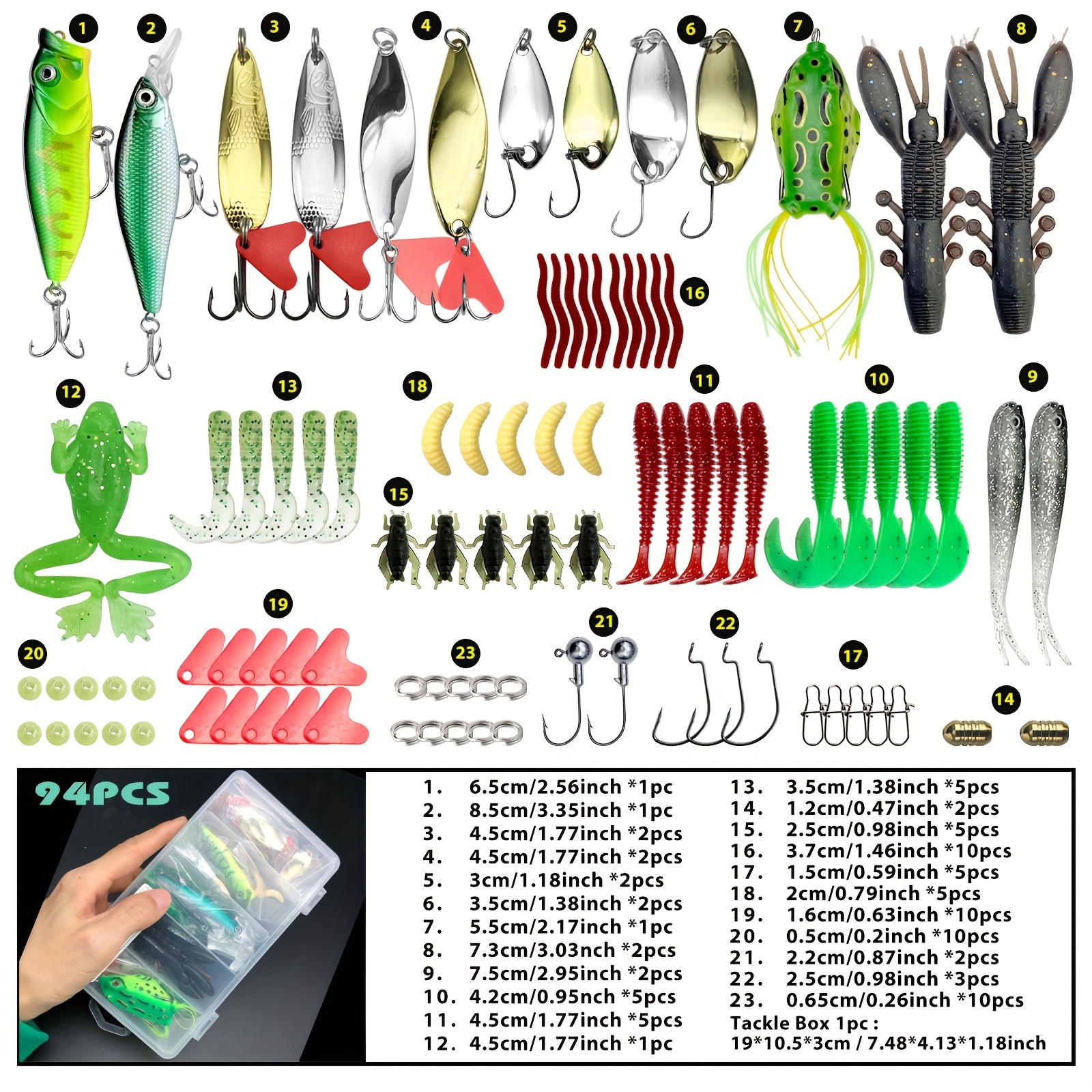 SUPERTHEO Fishing Lure Set Fishing Spoons Frog Lures Soft Hard Metal Lure  Crank Popper Minnow Pencil Jig Hook for Trout Bass Salmon with Tackle Box