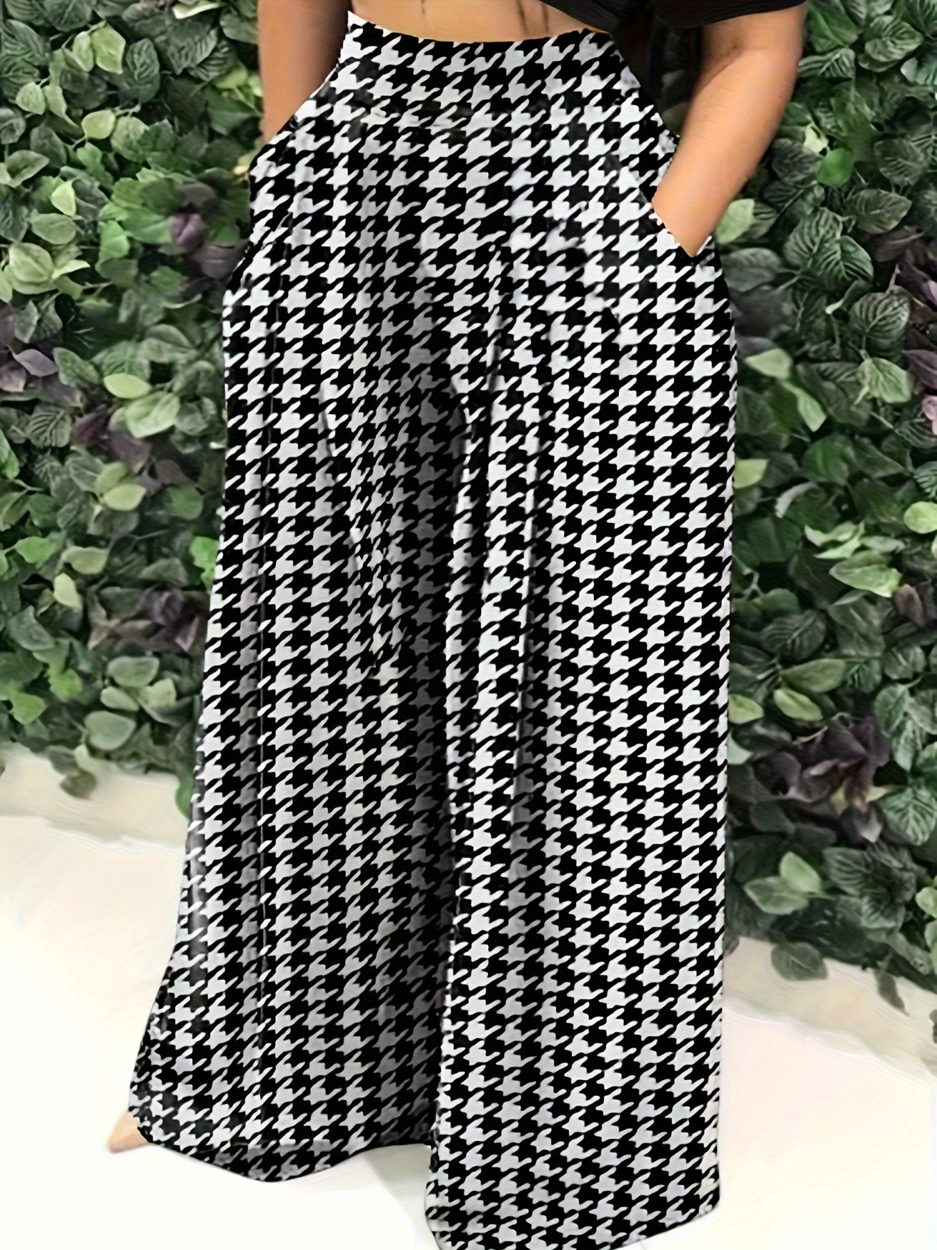 Plaid Print Wide Leg Pants, Vintage Pants For Spring & Fall, Women's  Clothing