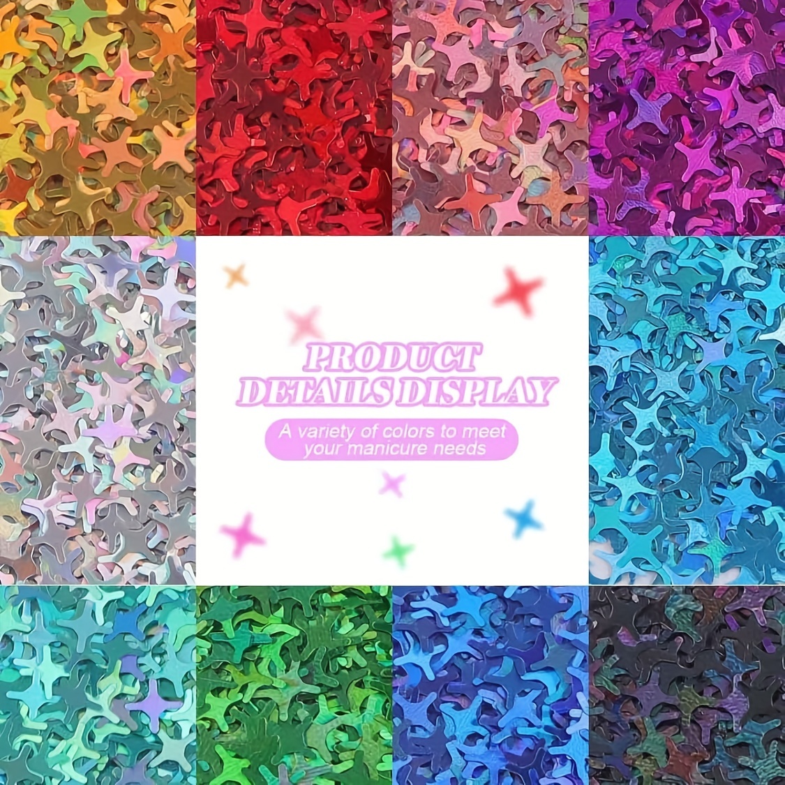 Glitter 3d Holographic Nail Art Decoration Star - Temu