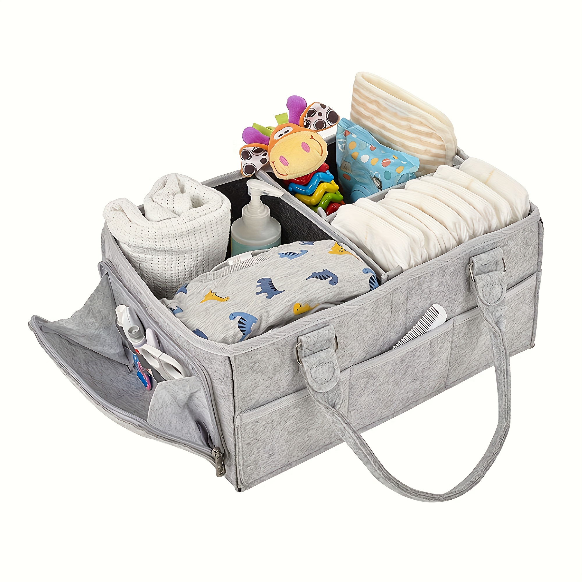 Baby Diaper Organiser, Felt Large Portable Diaper Bag, Organiser Basket,  Car Caddy Travel Organiser, Tote Bag Storage Basket - Temu