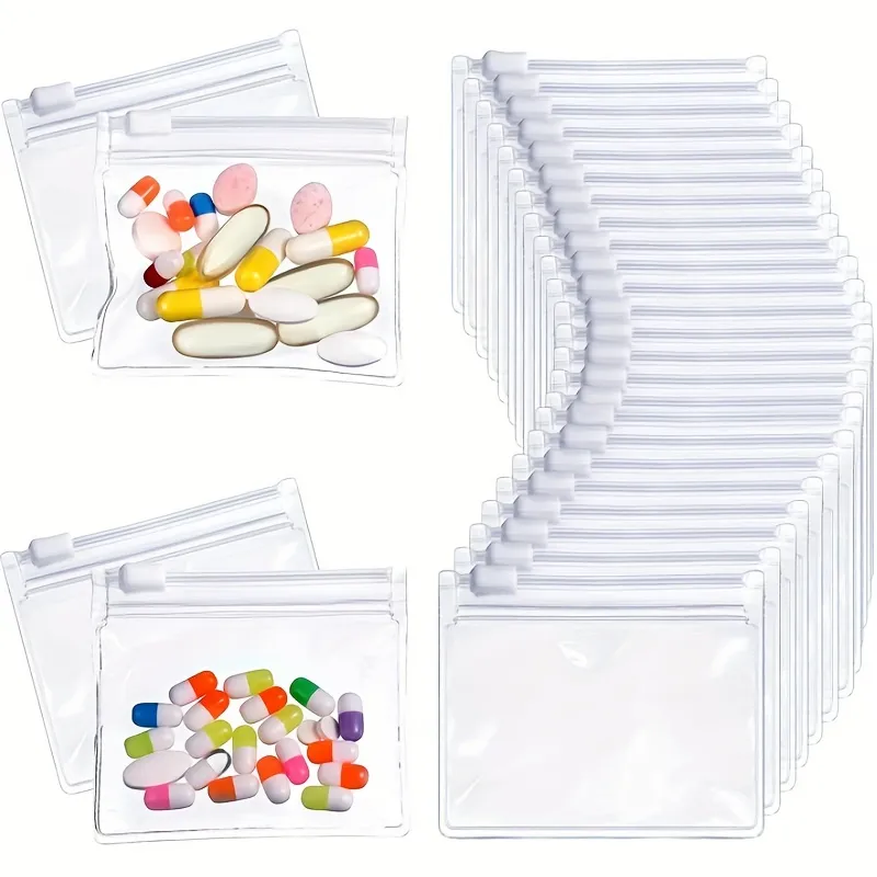 Travel Pill Pouch Bags Zippered Pouch Set Reusable Baggies Clear Plastic  Self Sealing Travel Medicine Organizer Storage Pouches With Slide Lock For  Pills And Small Items - Temu