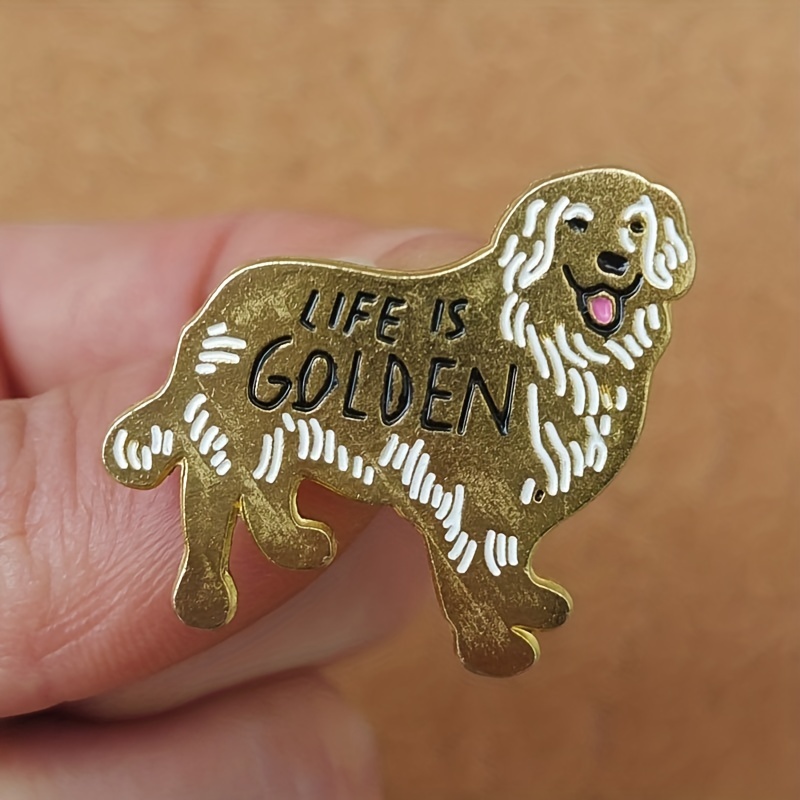 Life Is Golden ゴールデンレトリバー動物ピン、金属エナメルバッジ