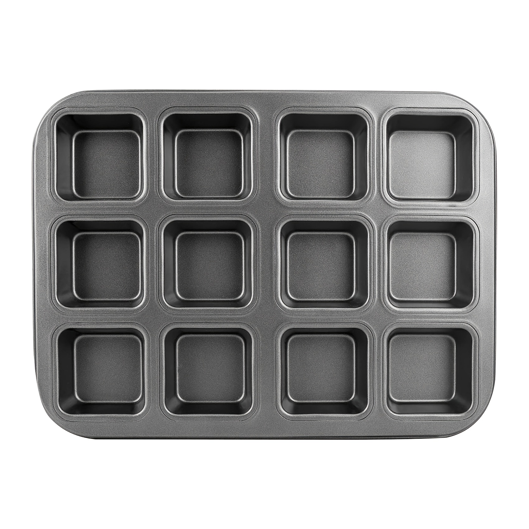 Eoonfirst Black Brownie Pan With Dividers, 1 Set 12 Square Cavity Mini Cake  Non Stick Baking