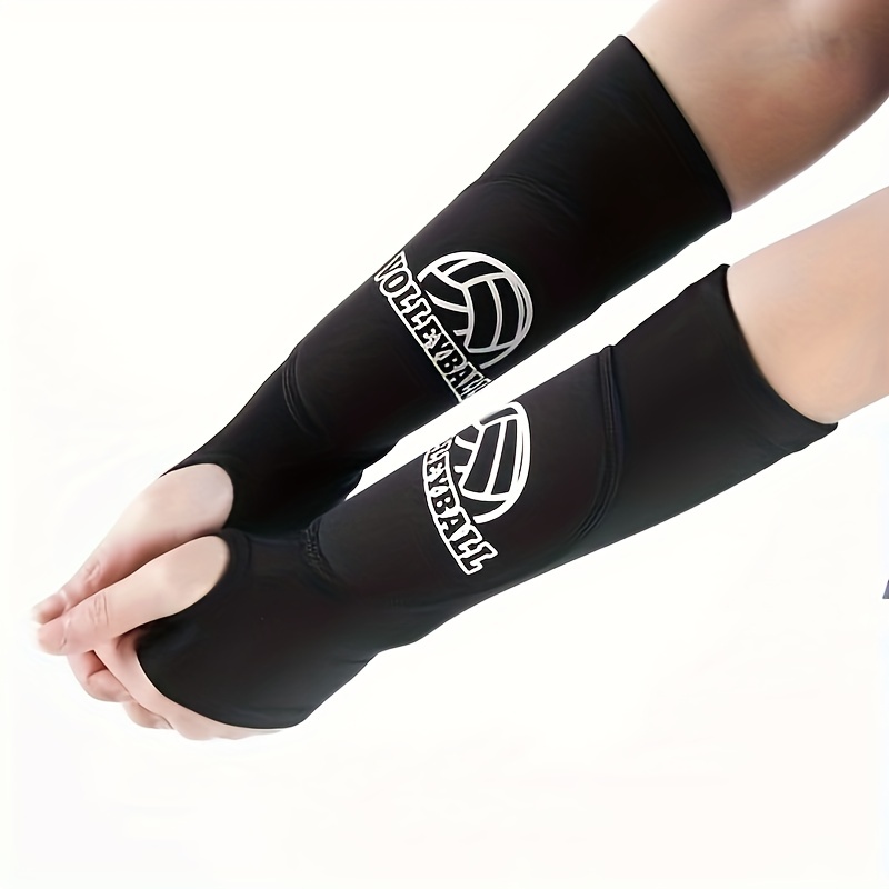 4 Pairs Volleyball Arm Sleeves Passing Forearm Sleeves Volleyball Arm Pads  Compression Volleyball Wrist Guard with Protection Pad and Thumb Hole