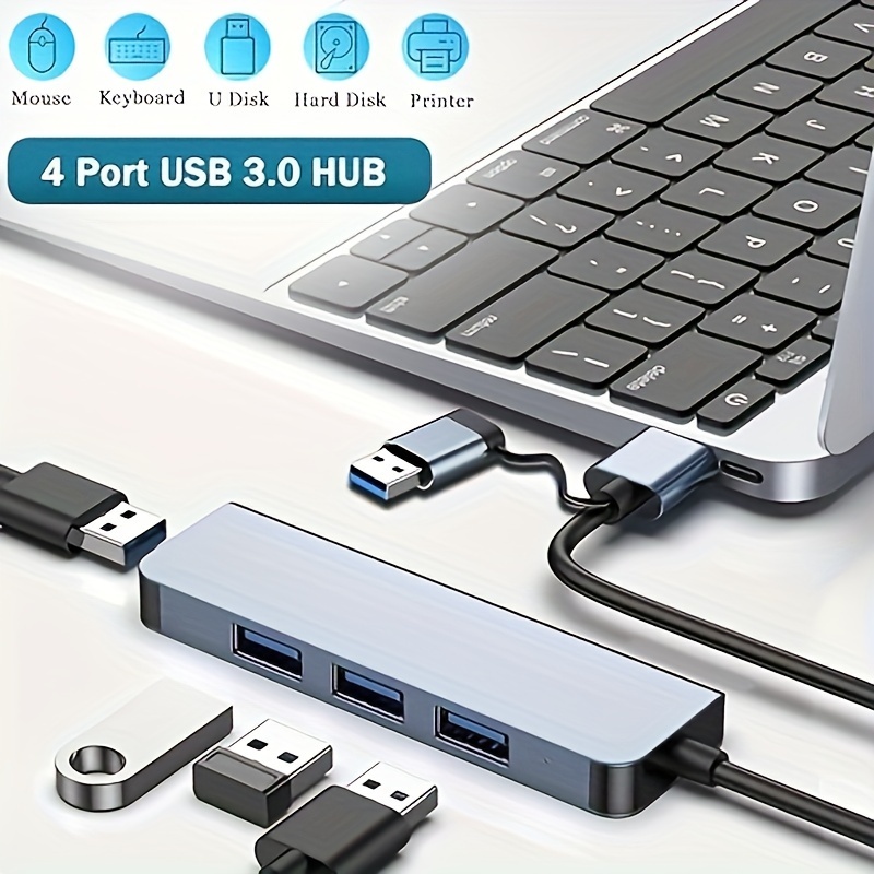 HUB USB 3,0, Divisor USB Múltiple, Expansor De 4/7 Puertos, Hab USB Múltiple  Con Interruptor Adaptador De Corriente, HUB 3,0 De Alta Velocidad Para PC  De 4,49 €