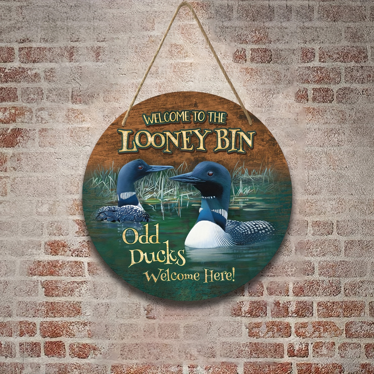 Welcome Looney Bin Odd Ducks Welcome Wooden Sign Wall Decor - Temu