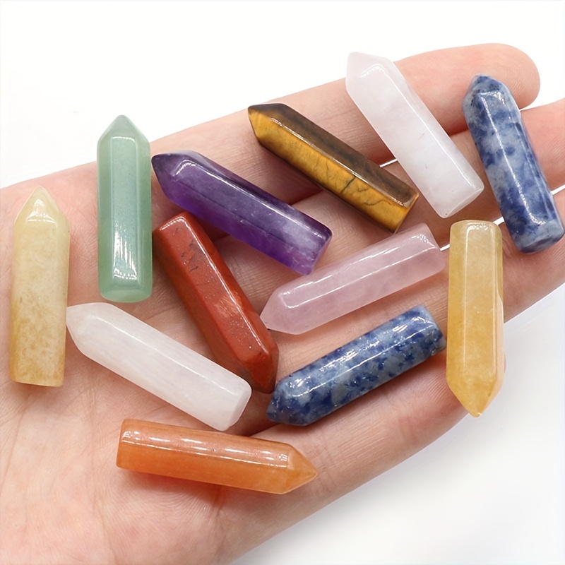 Hexagonal Chakra Natural Stone And Crystal Point Wand