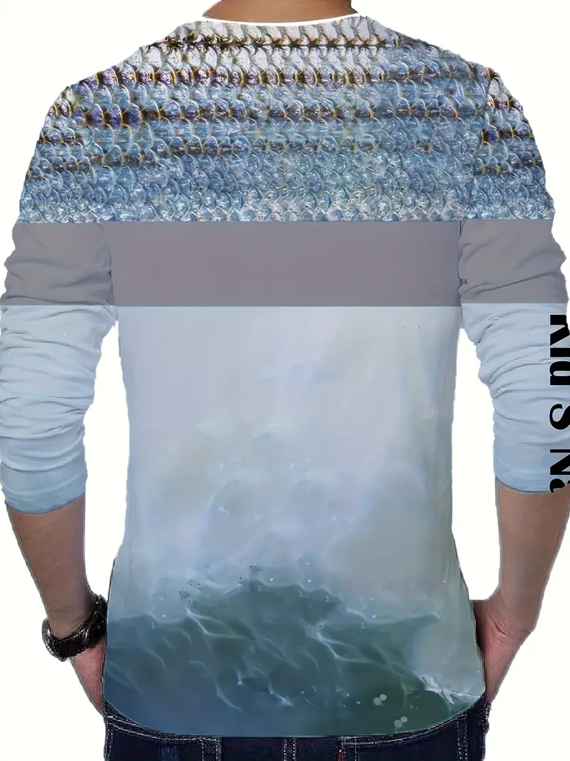 Fish Print Long Sleeve Fishing Shirts Pants Men Novelty Pjs - Temu