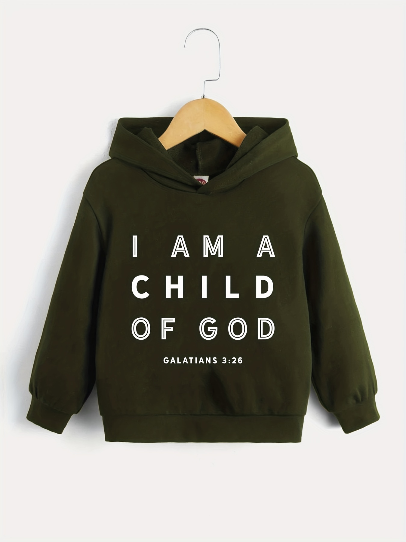 A Child God Letter Print Boys Casual Pullover Hooded Long - Temu