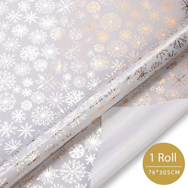 Tan White KRAFT Snowflakes Christmas Gift Wrap Wrapping Paper - 16ft Roll  by Premium Quality Gift Wrap Paper
