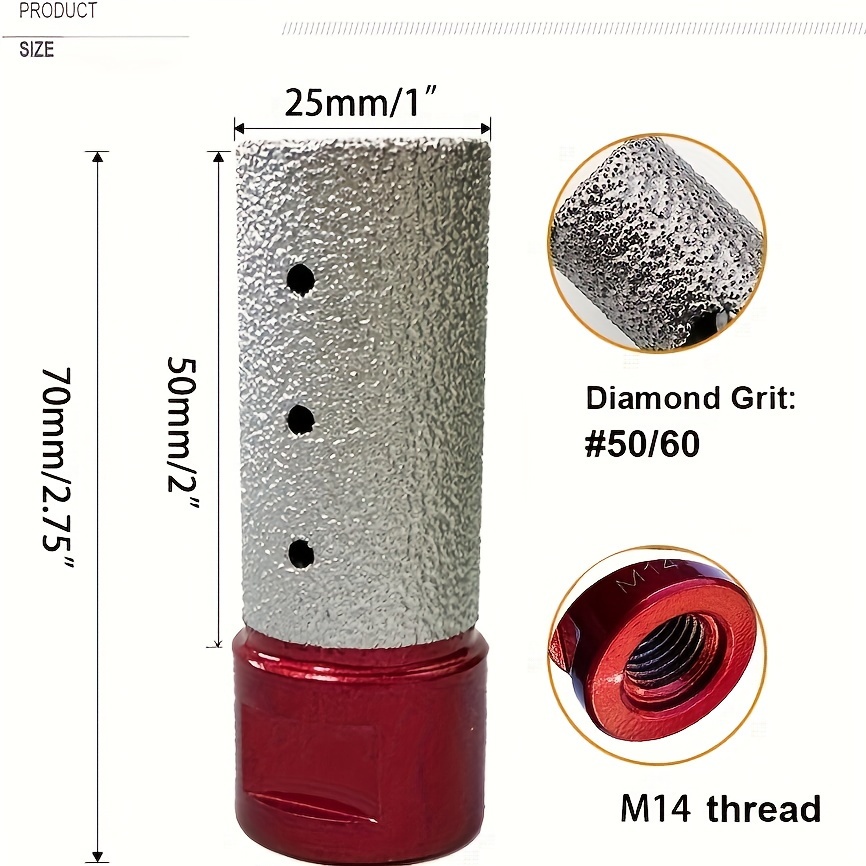 Diamond Finger Bit Coated Milling Bit For Tile Grinder Enlarging Polishing Holes On Porcelain Ceramic Granite Marble Countertop Diameter 6-25mm,m14 Thread