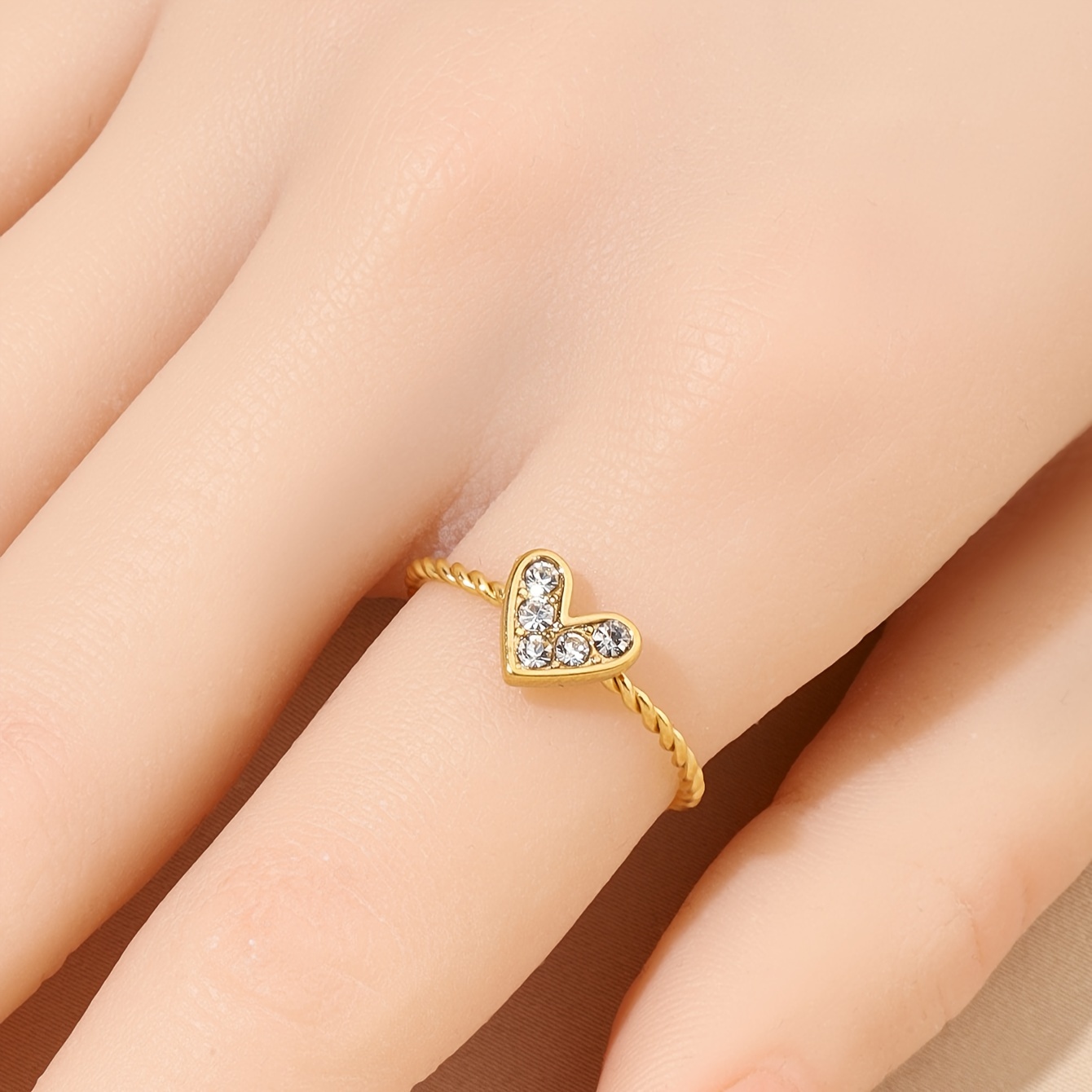 TEMU Anello Elegante a Forma di Cuore in Acciaio Inossidabile con Zirconia - Regalo per San Valentino, per Feste & Uso