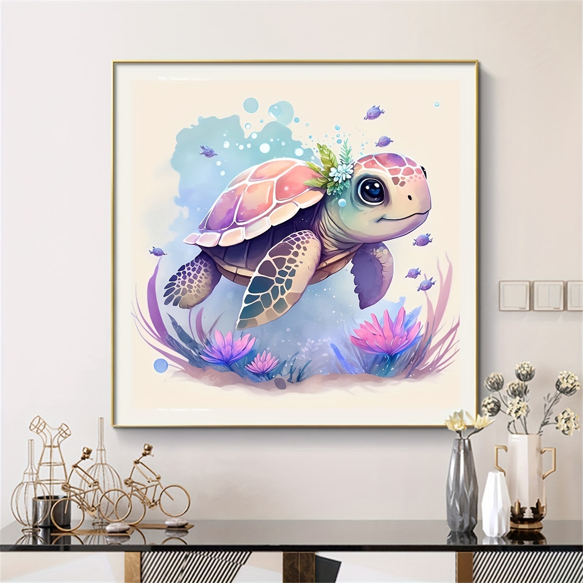 5d Diamond Painting New Flower Tortoise Colorful Home Decor Full