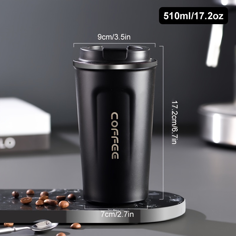 1pc 510ml Stainless Steel Double Wall Coffee Cup With Lid, Sealed Insulated  Travel Mug For Both Adults And Kids