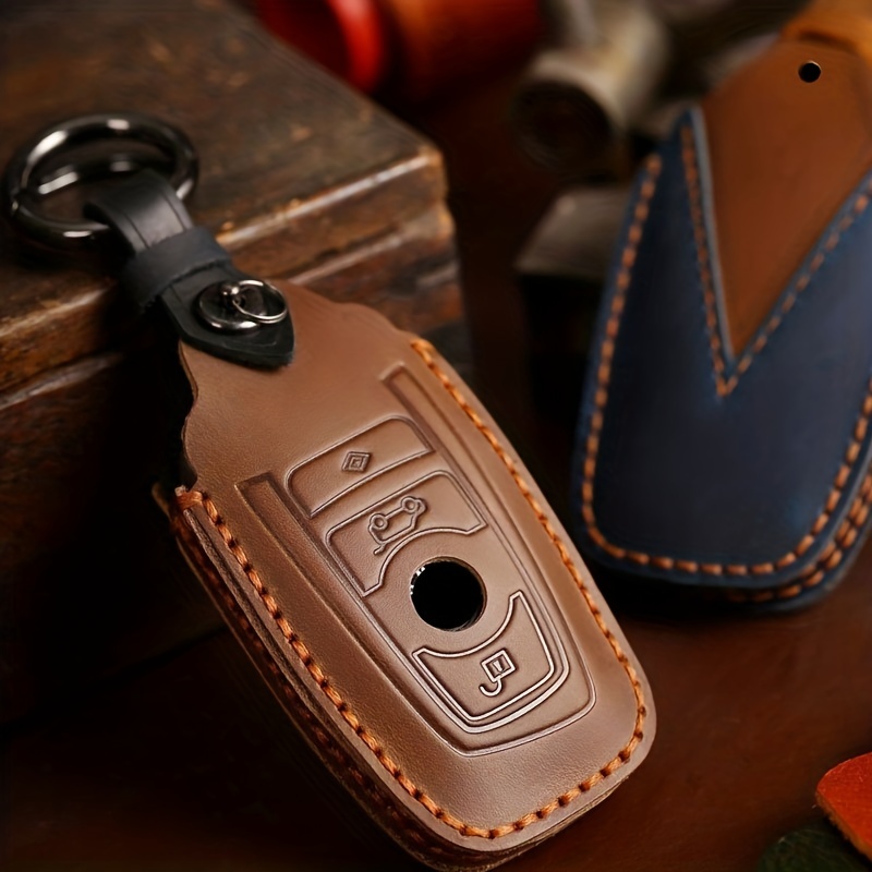 Men's Leather Key Wallet Waist Hanging Key Purse Peanut