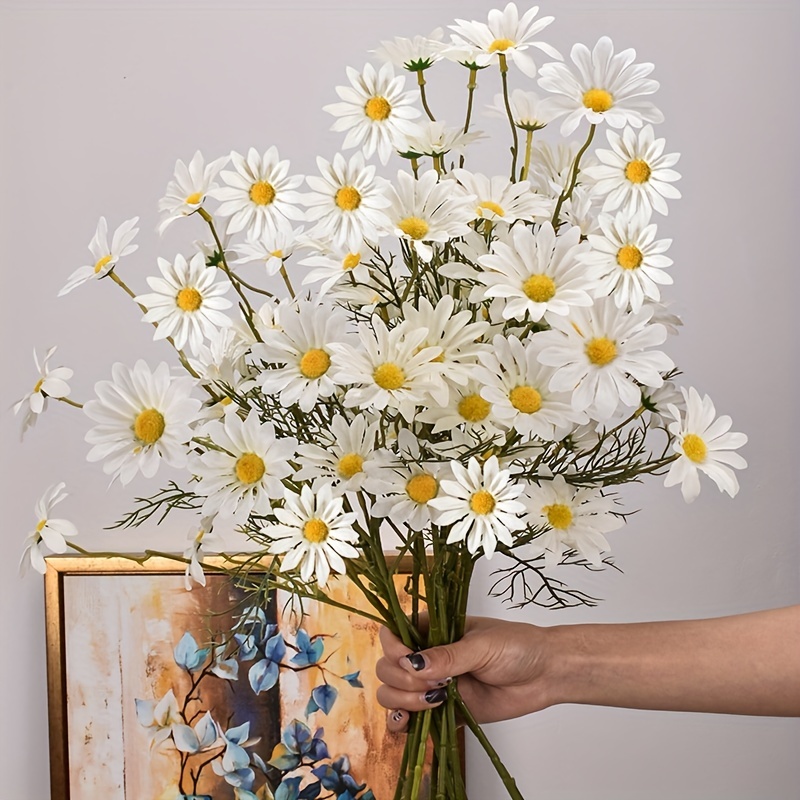 

4-pack Of 21.2in/53cm Artificial Daisy Bouquets - Perfect For Home Decor, Weddings, And Parties!