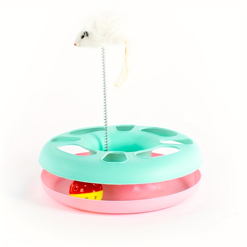 Interactive Cat Teaser Toy with Spring Mouse Roller Ball Tracks