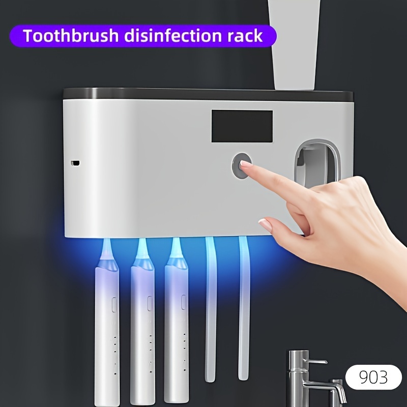 Soporte para cepillo de dientes eléctrico montado en la pared, soporte para  cepillos de dientes con 4 ranuras con plato de diatomita, soporte para