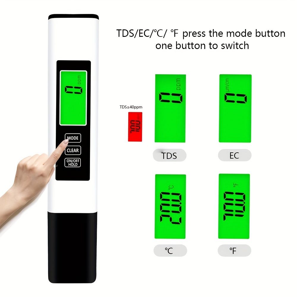 Kit Di Test Della Qualità Dellacqua Del Misuratore Ec E Temperatura Tds 3  In 1, Rilevatore Digitale Multifunzionale Della Qualità Dellacqua Per Acqua  Potabile, Piscina - Sport E Tempo Libero - Temu Italy