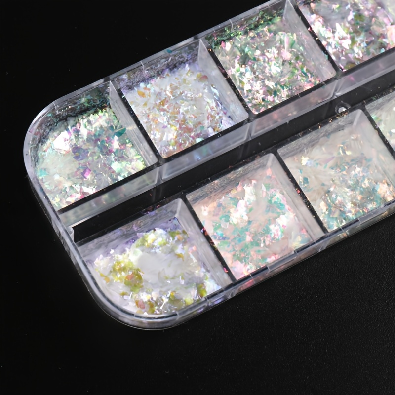 12 Grids Holographic Nail Glitter Flakes Sequin DIY Confetti