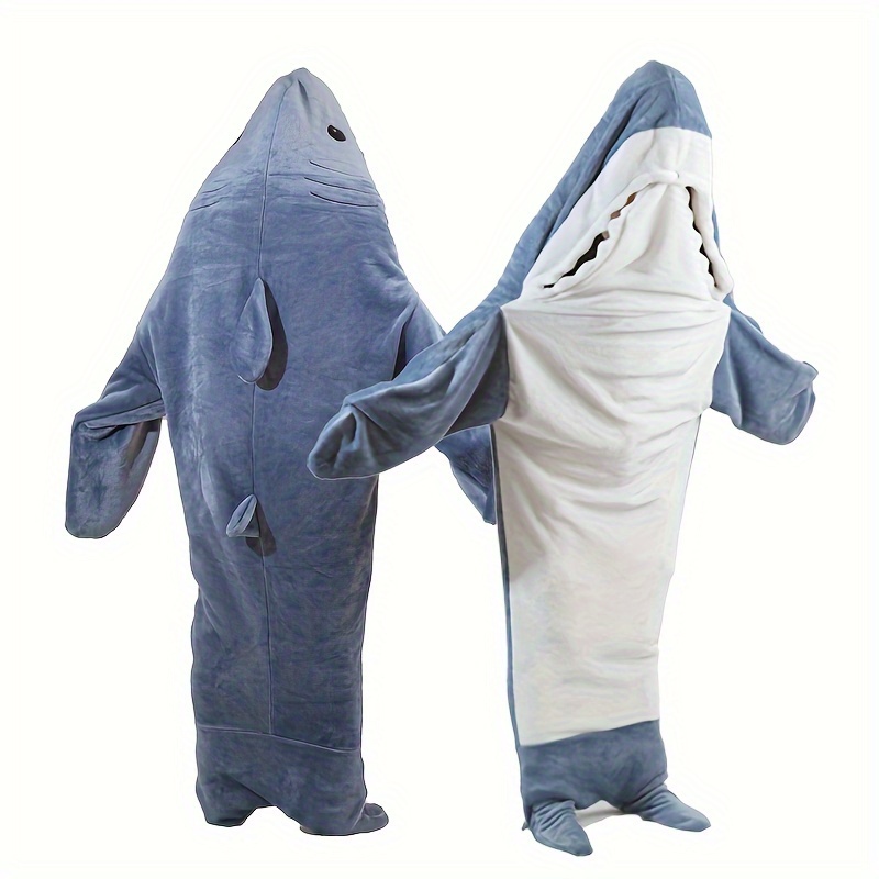 Shark Blanket for Adult Kids - Wearable Shark Blanket, Super Soft Cozy  Flannel Hoodie Sleeping Bag Shark