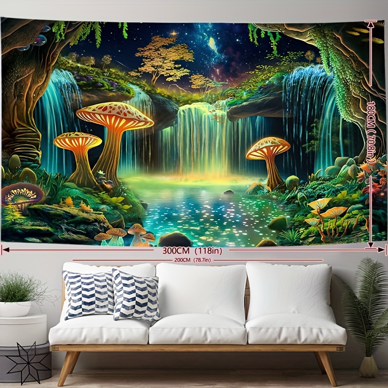 Papier peint mural champignon fantaisie lumineux champignons dans une forêt  sombre mystérieuse gros plan papier peint autocollant grand format  autocollant mural vinyle amovible rouleau de papier d'étagère papier de  décoration d'intérieur 