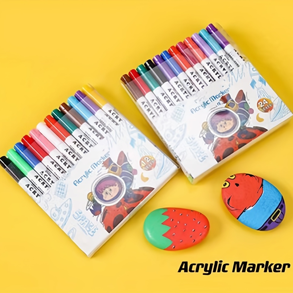12 24 Colors Acrylic Marker Pen Acrylic Paint Brush Markers - Temu