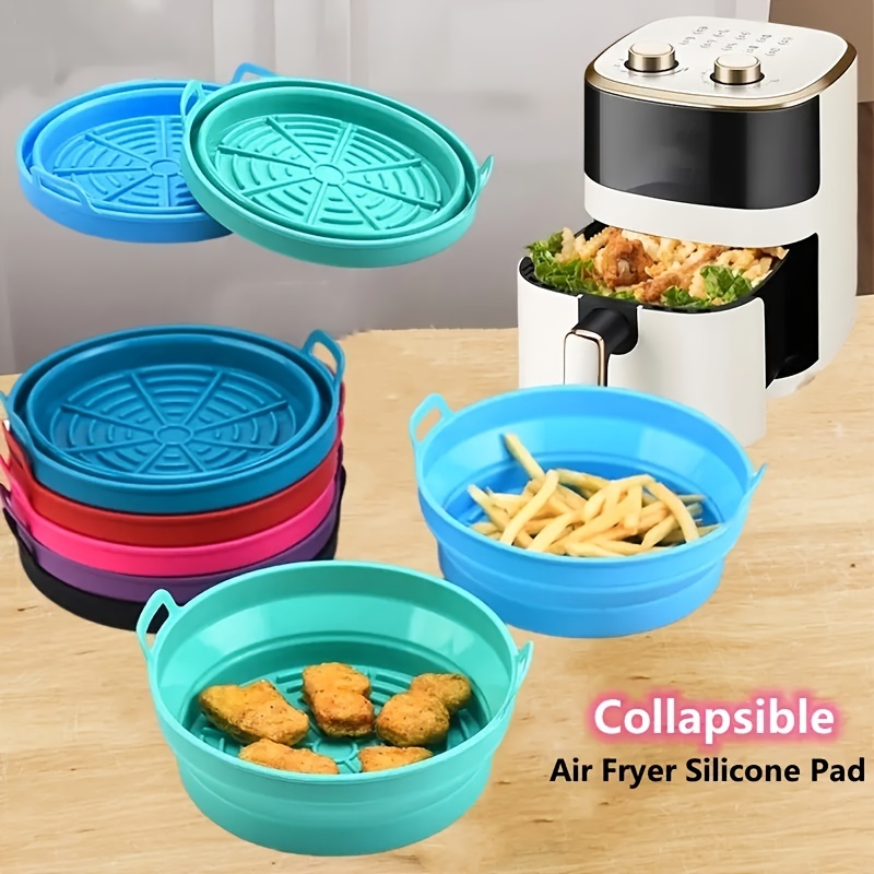2Pcs Collapsible Silicone Pot for Dual Air Fryer Foldable Silicone