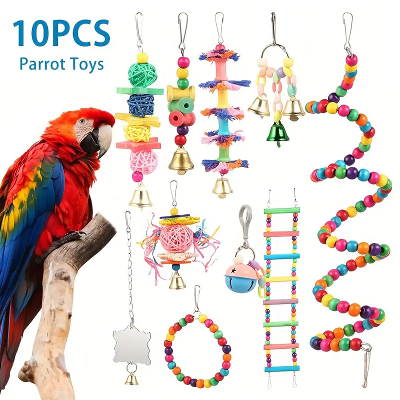 Bird Swing Chewing Toys Wooden Pet