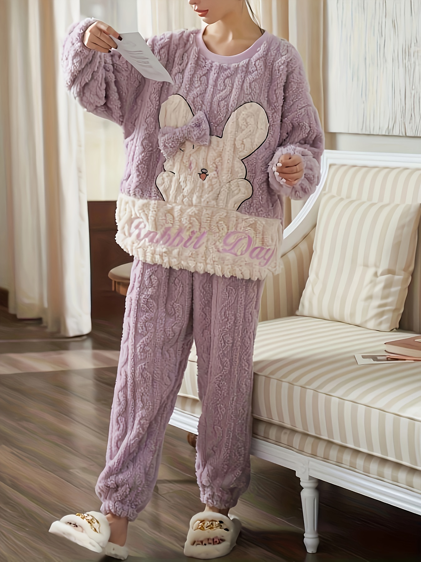 Cute Pajamas Shorts Set for Women Cartoon Bunny Pattern Ladies Loungewear  Sets Soft Kawaii Comfy Animal Sleepwear