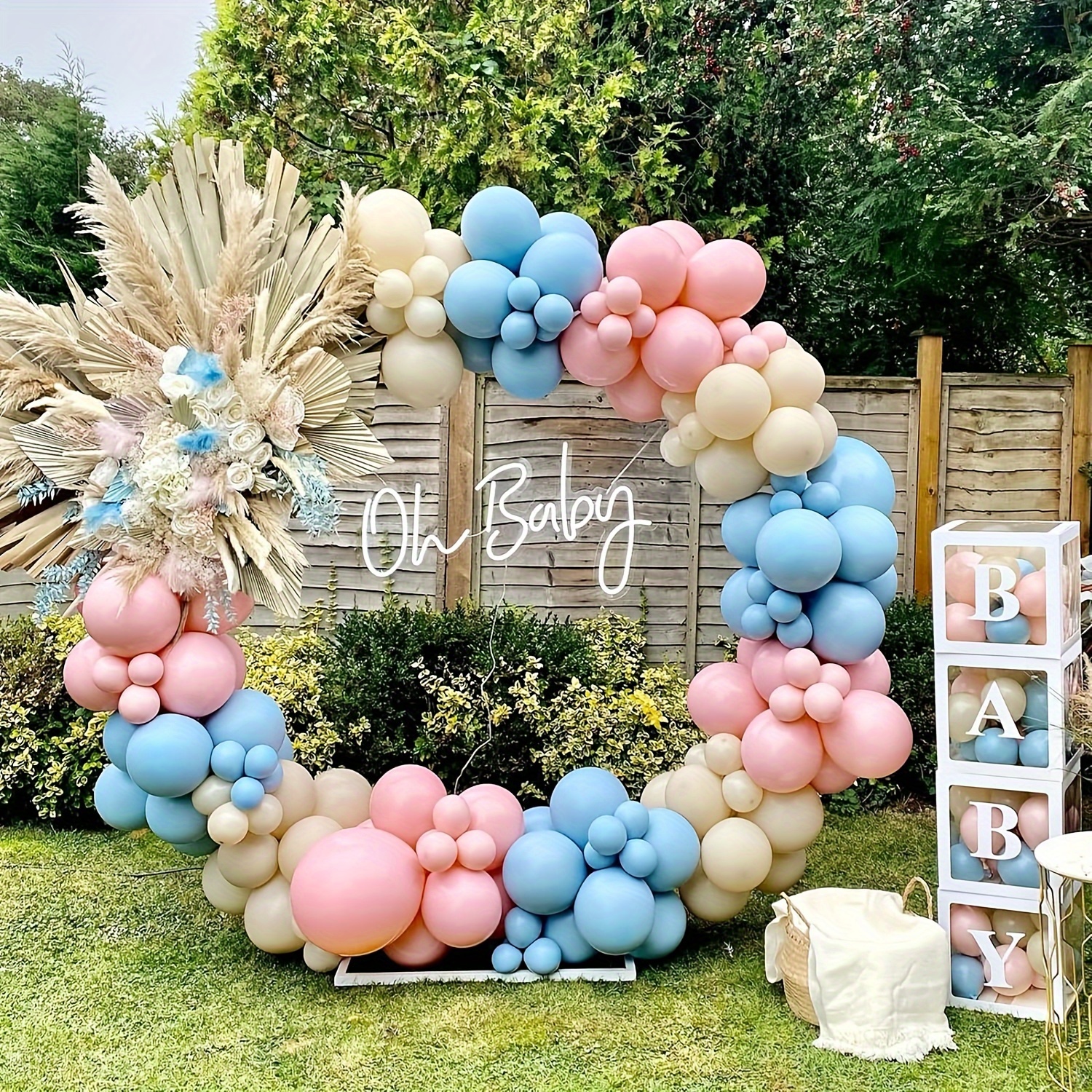 Gender Reveal Party Decoration Boy or Girl Party Supplies with Baby Boxes  36 Inch Gender Reveal Balloon Pink and Blue Gender Reveal Balloons Garland