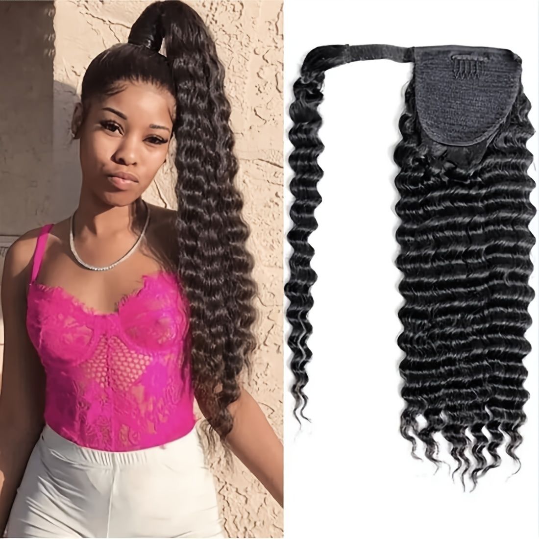 10a Human Hair Wigs Kinky Curly Ponytail Extension Human Hair Ponytail  Extension For Women Clip In Ponytail Hair 100g 150g Long Ponytail Remy  Natural Color - Beauty & Personal Care - Temu