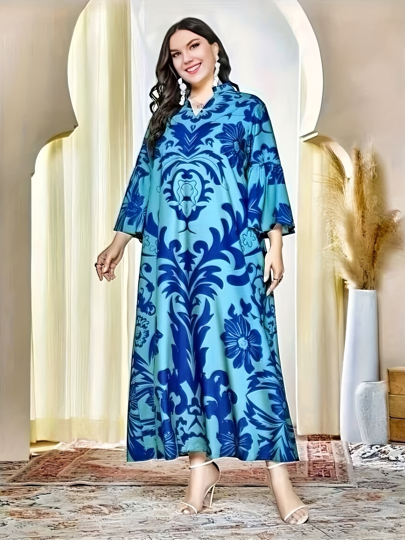 Ramadan Plus Size Elegant Modest Dress Women's Plus Satin - Temu