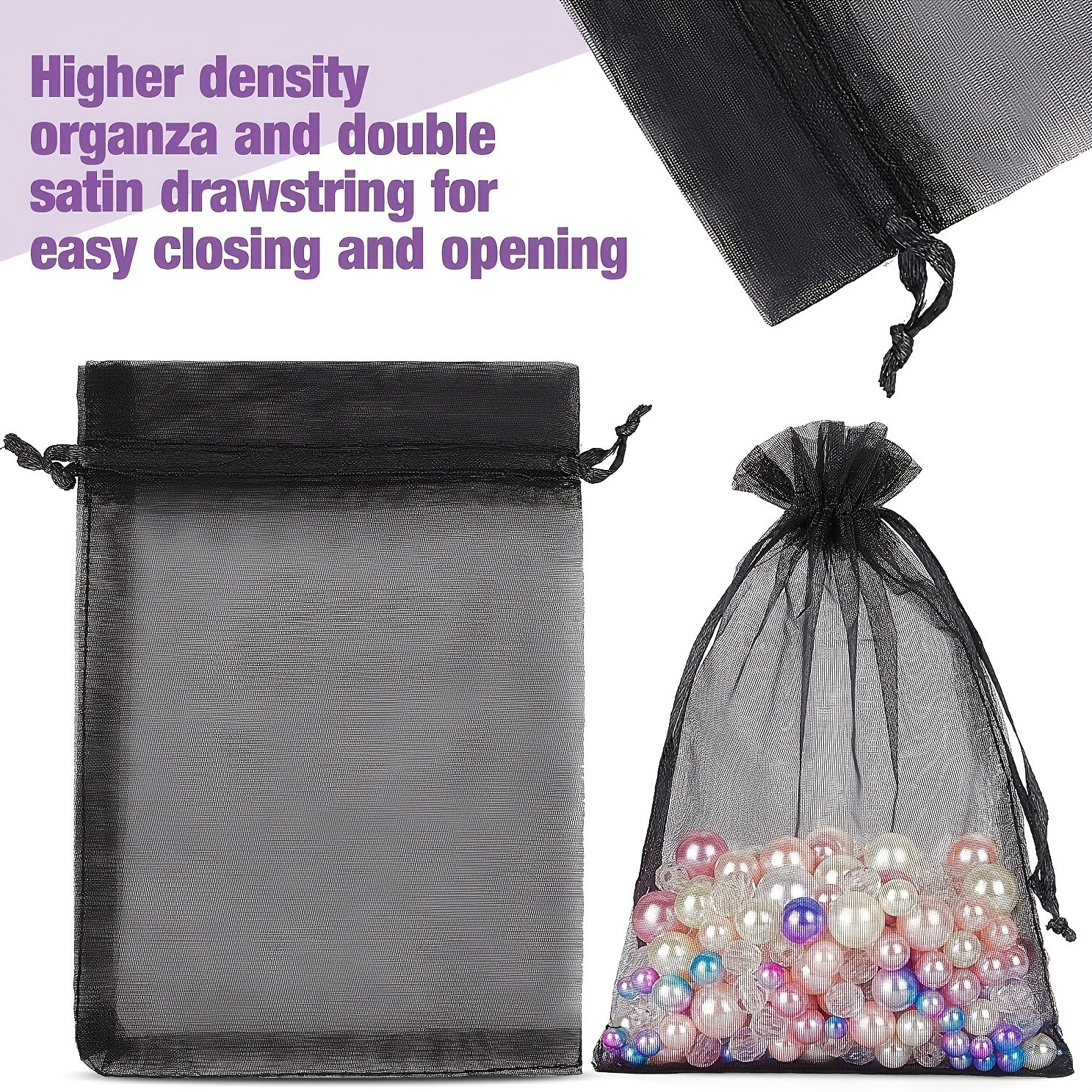 Black Organza Bags 4x6 With Drawstring Jewelry Bags - Temu