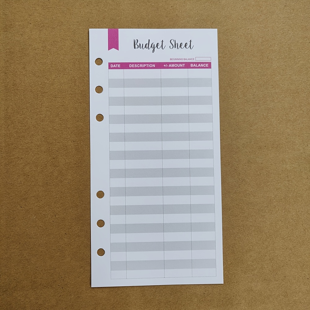 12pcs 6 Hole Budget Envelope Cash Card Set A6 Loose Leaf Replacement Core