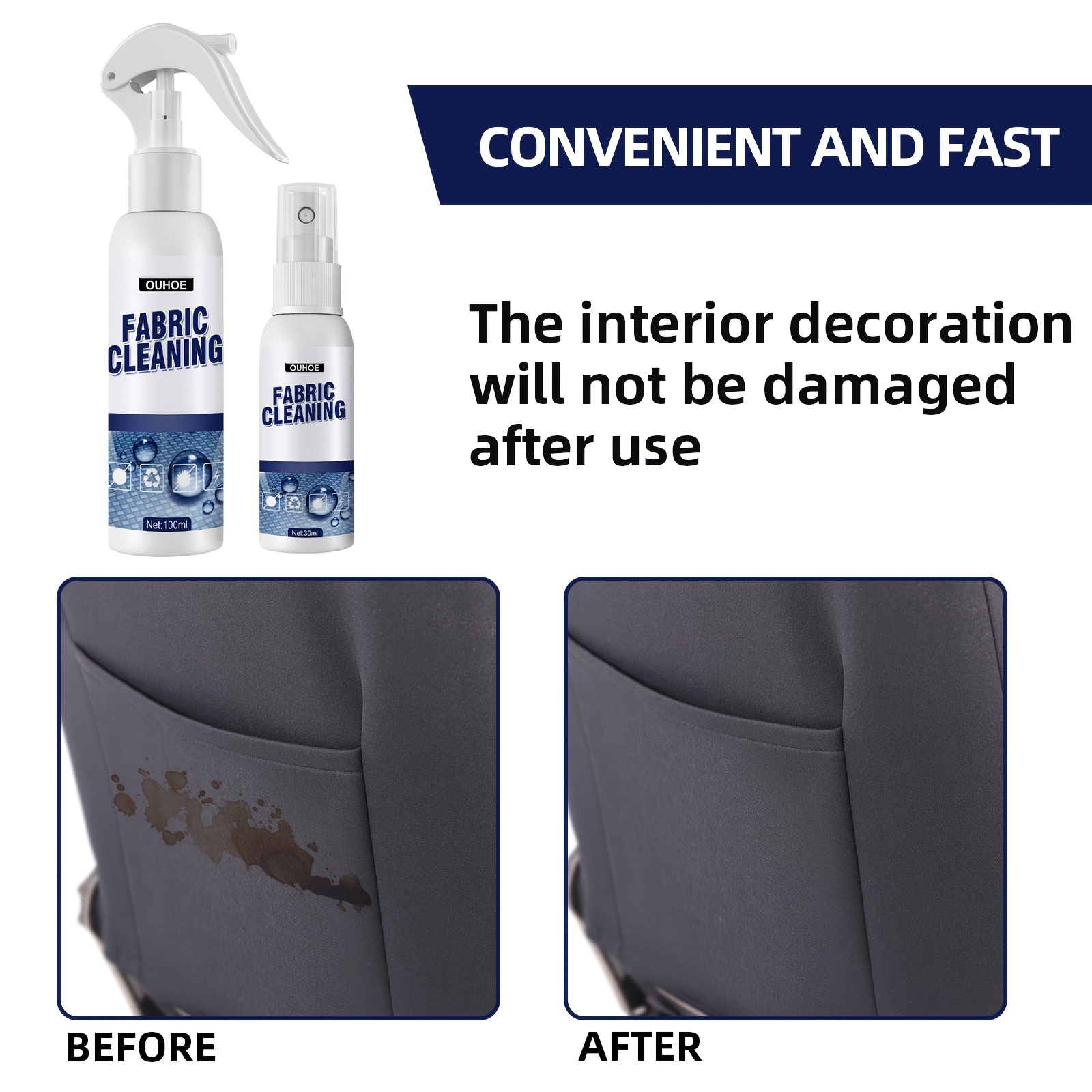 Car Interior Cleaner, Car Fabric Cleaning Spray, Car Interior Ceiling  Cleaner, Fabric Flannelette Leather Seat Cleaner - Temu