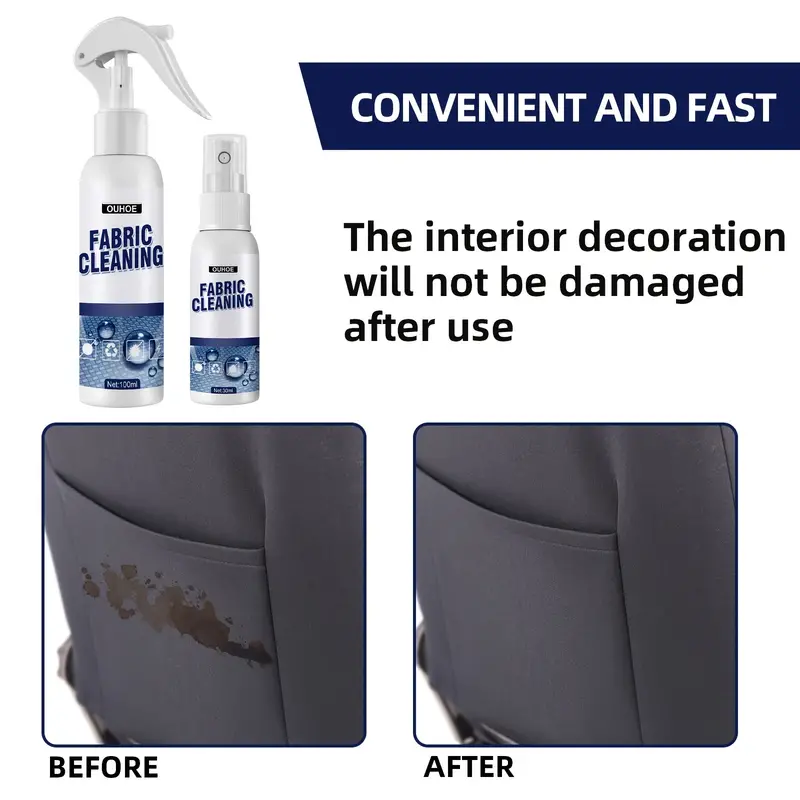 Car Interior Cleaner, Car Fabric Cleaning Spray, Car Interior Ceiling  Cleaner, Fabric Flannelette Leather Seat Cleaner